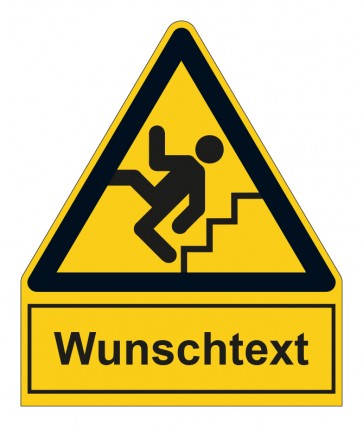 Schild Warnzeichen mit Anhang · Warnung Vorsicht Treppe  · selbstklebend