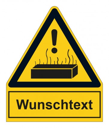 Schild Warnzeichen mit Anhang · Warnung vor heißer Oberfläche