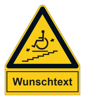 Schild Warnzeichen mit Anhang · Warnung vor Treppenlift · selbstklebend