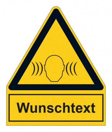 Schild Warnzeichen mit Anhang · Warnung vor lauter Umgebung - hohem Schalldruckpegel