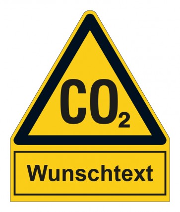 Schild Warnzeichen mit Anhang · Warnung vor CO2 - Erstickungsgefahr · selbstklebend