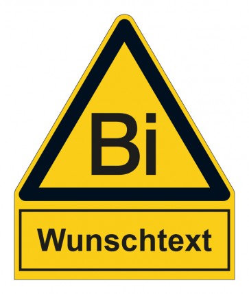 Schild Warnzeichen mit Anhang · Warnung vor Bismuth · selbstklebend