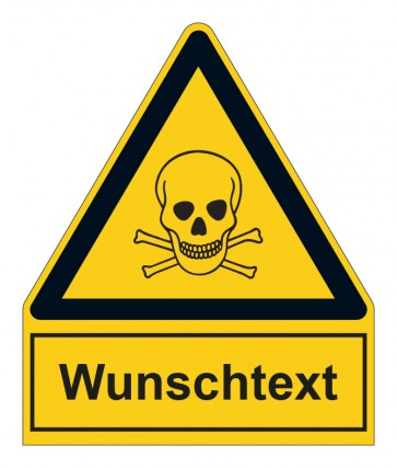 Schild Warnzeichen mit Anhang · Warnung vor giftigen Stoffen · selbstklebend