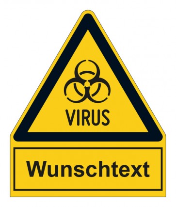 Schild Warnzeichen mit Anhang · Warnung vor Virus · selbstklebend