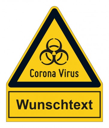 Aufkleber Warnzeichen mit Anhang · Warnung vor Corona Virus