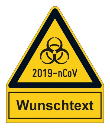 Aufkleber Warnzeichen mit Anhang · Warnung vor 2019-nCoV