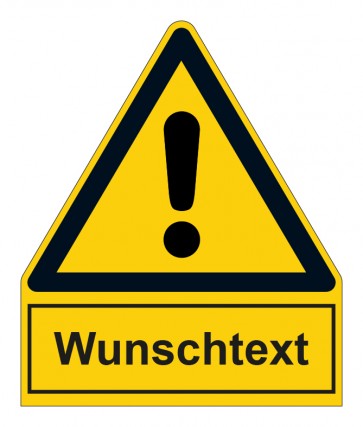 Schild Warnzeichen mit Anhang · Allgemeines Warnzeichen · ISO_7010_W001 · selbstklebend