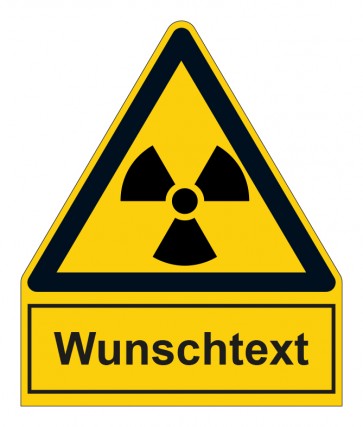 Schild Warnzeichen mit Anhang · Warnung vor radioaktiven Stoffen oder ionisierenden Strahlen · ISO_7010_W003 · selbstklebend