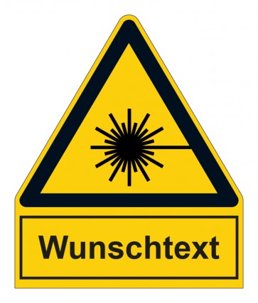 Schild Warnzeichen mit Anhang · Warnung vor Laserstrahl · ISO_7010_W004 · selbstklebend