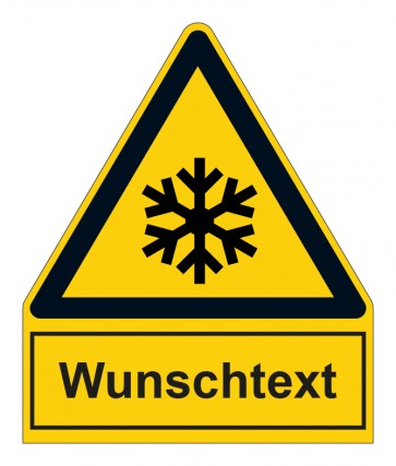 Schild Warnzeichen mit Anhang · Warnung vor niedriger Temperatur · Kälte · ISO_7010_W010