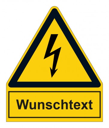 Schild Warnzeichen mit Anhang · Warnung vor elektrischer Spannung · ISO_7010_W012 · selbstklebend