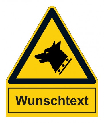 Schild Warnzeichen mit Anhang · Warnung vor Wachhunden · ISO_7010_W013 · selbstklebend