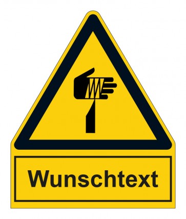 Schild Warnzeichen mit Anhang · Warnung vor spitzem Gegenstand · ISO_7010_W022