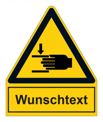 Schild Warnzeichen mit Anhang · Warnung vor Handverletzungen · ISO_7010_W024