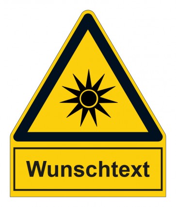 Schild Warnzeichen mit Anhang · Warnung vor optischer Strahlung · ISO_7010_W027 · selbstklebend
