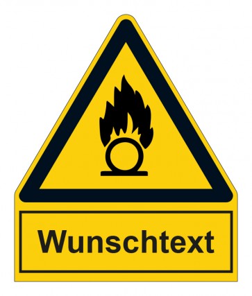 Schild Warnzeichen mit Anhang · Warnung vor brandfördernden Stoffen · ISO_7010_W028
