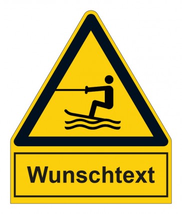 Schild Warnzeichen mit Anhang · Warnung vor Wasserski-Bereich · ISO_7010_W045