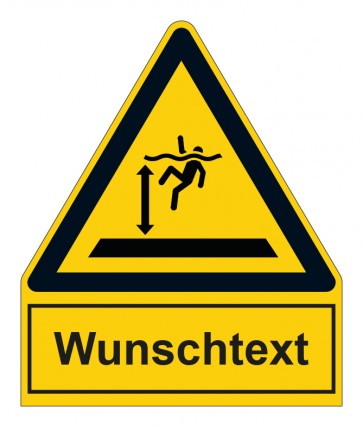 Schild Warnzeichen mit Anhang · Warnung vor tiefem Wasser · ISO_7010_W047 · selbstklebend