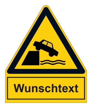 Aufkleber Warnzeichen mit Anhang · Warnung vor ungesicherter Uferkante · ISO_7010_W051