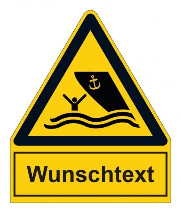 Schild Warnzeichen mit Anhang · Warnung vor Schiffsverkehr · ISO_7010_W058 · selbstklebend