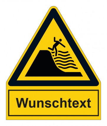 Aufkleber Warnzeichen mit Anhang · Warnung vor steil abfallendem Strand · ISO_7010_W066