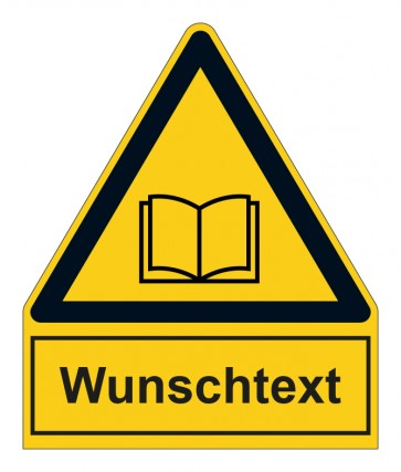 Schild Warnzeichen mit Anhang · Achtung, Handbuch lesen
