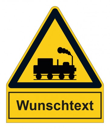 Aufkleber Warnzeichen mit Anhang · Warnung vor Schienenverkehr