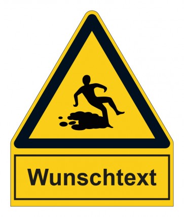 Schild Warnzeichen mit Anhang · Warnung vor Rutschgefahr · selbstklebend
