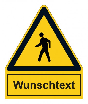 Schild Warnzeichen mit Anhang · Achtung Fußgänger · selbstklebend