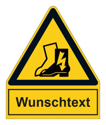 Aufkleber Warnzeichen mit Anhang · Antistatische Schuhe tragen