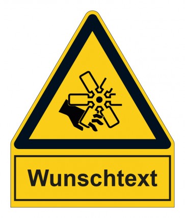 Schild Warnzeichen mit Anhang · Warnung vor Handverletzung durch rotierende Lüfterblätter