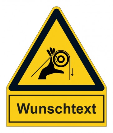 MAGNETSCHILD Warnzeichen mit Anhang · Warnung vor Handverletzung durch Riemenantrieb