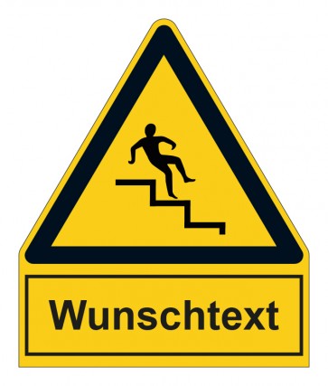 Schild Warnzeichen mit Anhang · Warnung vor Treppen