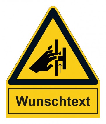 Schild Warnzeichen mit Anhang · Warnung vor Handverletzung