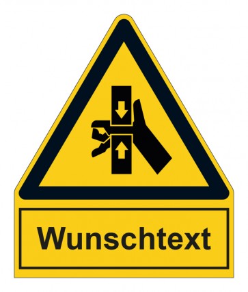 Schild Warnzeichen mit Anhang · Warnung vor Quetschgefahr · selbstklebend