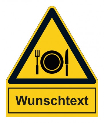 Schild Warnzeichen mit Anhang · Achtung, Essen verboten