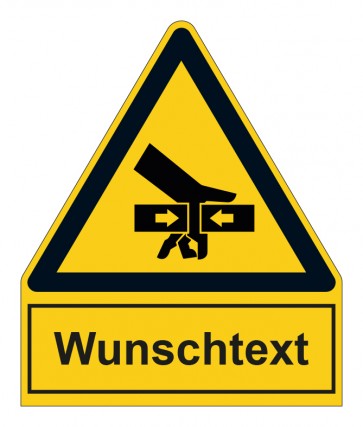 Schild Warnzeichen mit Anhang · Warnung vor Quetschgefahr