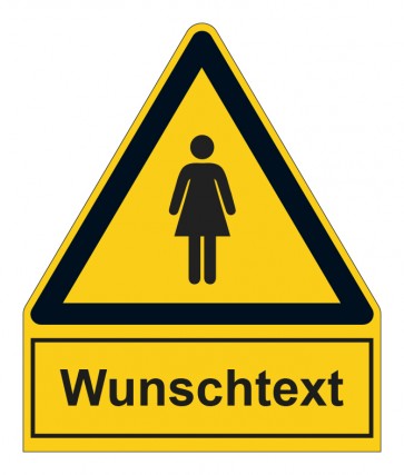 MAGNETSCHILD Warnzeichen mit Anhang · Warnzeichen Piktogramm Frau