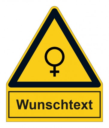 MAGNETSCHILD Warnzeichen mit Anhang · Piktogramm Frau