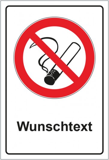 Schild Verbotszeichen Rauchen verboten mit WUNSCHTEXT · selbstklebend