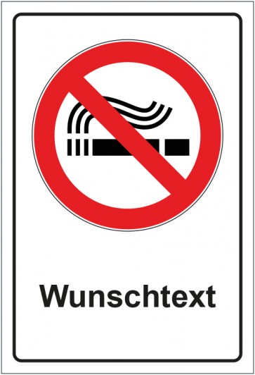 Aufkleber Verbotszeichen Rauchen verboten mit WUNSCHTEXT