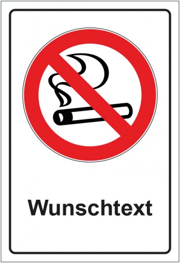 Aufkleber Verbotszeichen Rauchen verboten mit WUNSCHTEXT