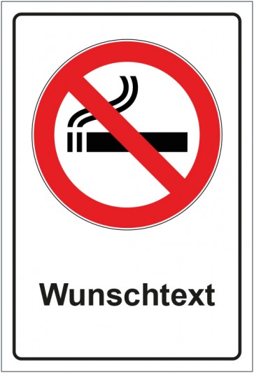 Schild Verbotszeichen Rauchen verboten mit WUNSCHTEXT · selbstklebend