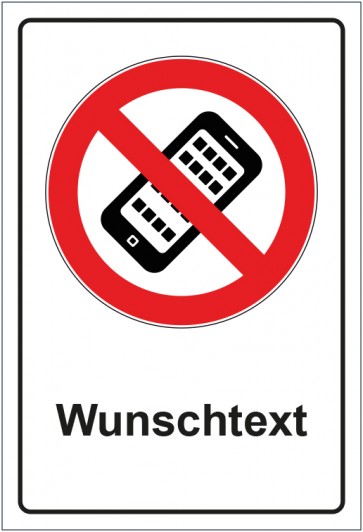 Aufkleber Verbotszeichen Mobilfunk Handy verboten mit WUNSCHTEXT