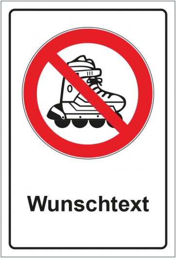 Aufkleber Verbotszeichen Inline Skates verboten mit WUNSCHTEXT