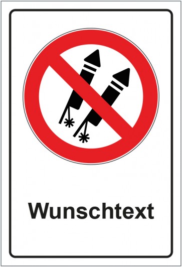 Schild Verbotszeichen Feuerwerk verboten mit WUNSCHTEXT · selbstklebend