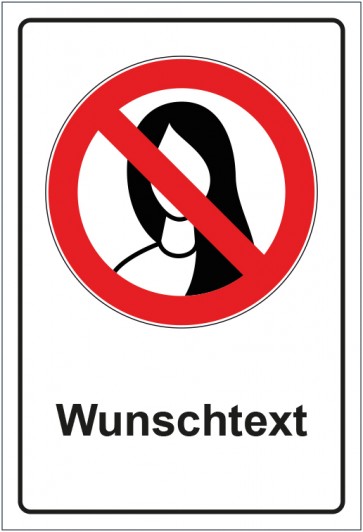 Schild Verbotszeichen Bedienung mit langen Haaren verboten mit WUNSCHTEXT · selbstklebend