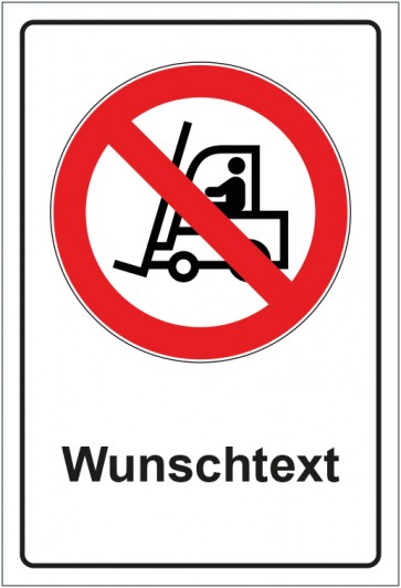 Aufkleber Verbotszeichen Für Flurförderzeuge verboten mit WUNSCHTEXT