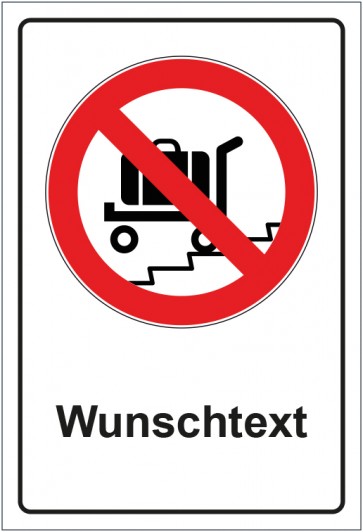 Magnetschild Verbotszeichen Rolltreppe mit Gepäckwagen verboten mit WUNSCHTEXT