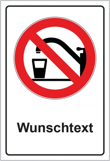 Magnetschild Verbotszeichen Kein Trinkwasser mit WUNSCHTEXT